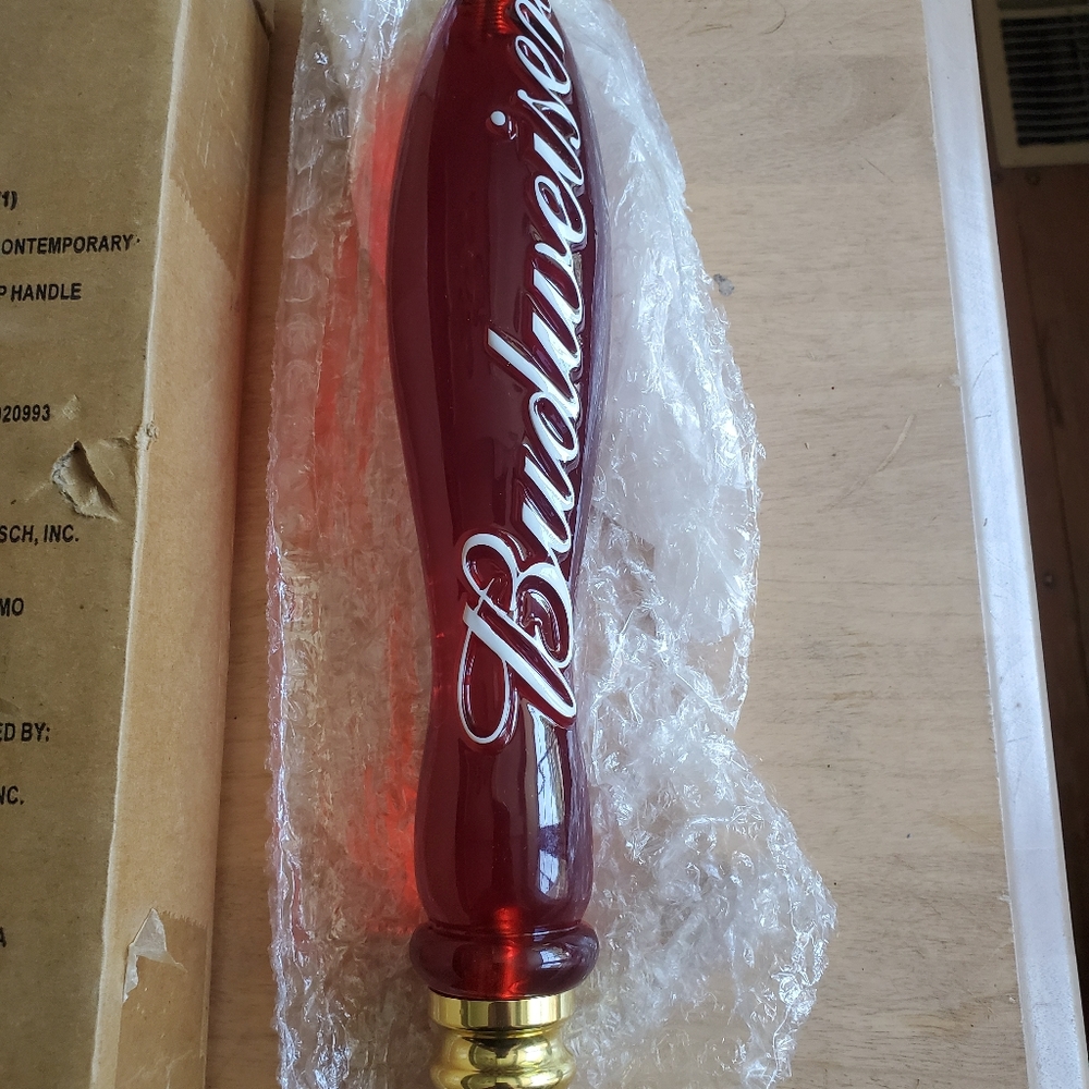 NEW RED LUCITE BUDWEISER TAP HANDLE